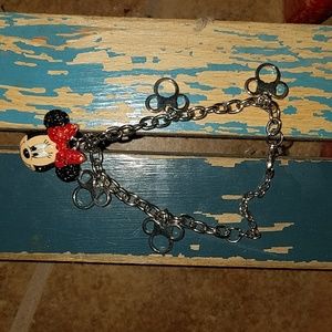 Girls Minnie Mouse bracelet and hair bow set